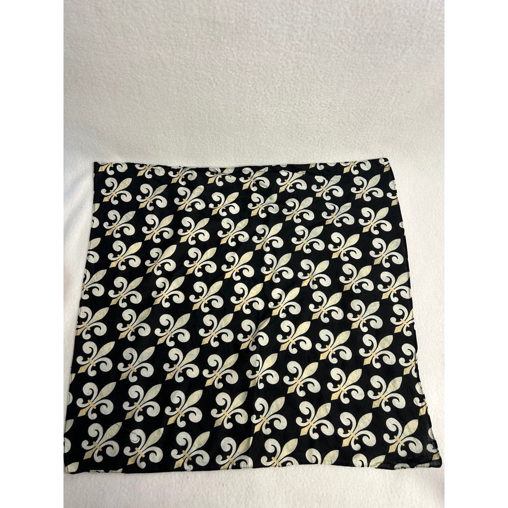 Fleur De Lis Gothic OS Black Cream Square Bandana Scarf Headwrap